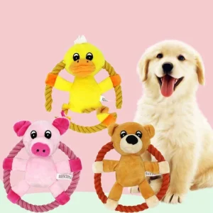 Plush Toys in Rope Flying Discs.